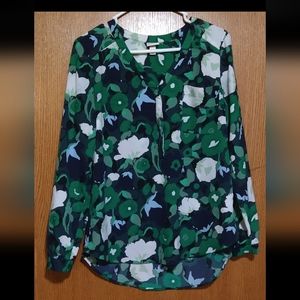 Merona green Floral Blouse